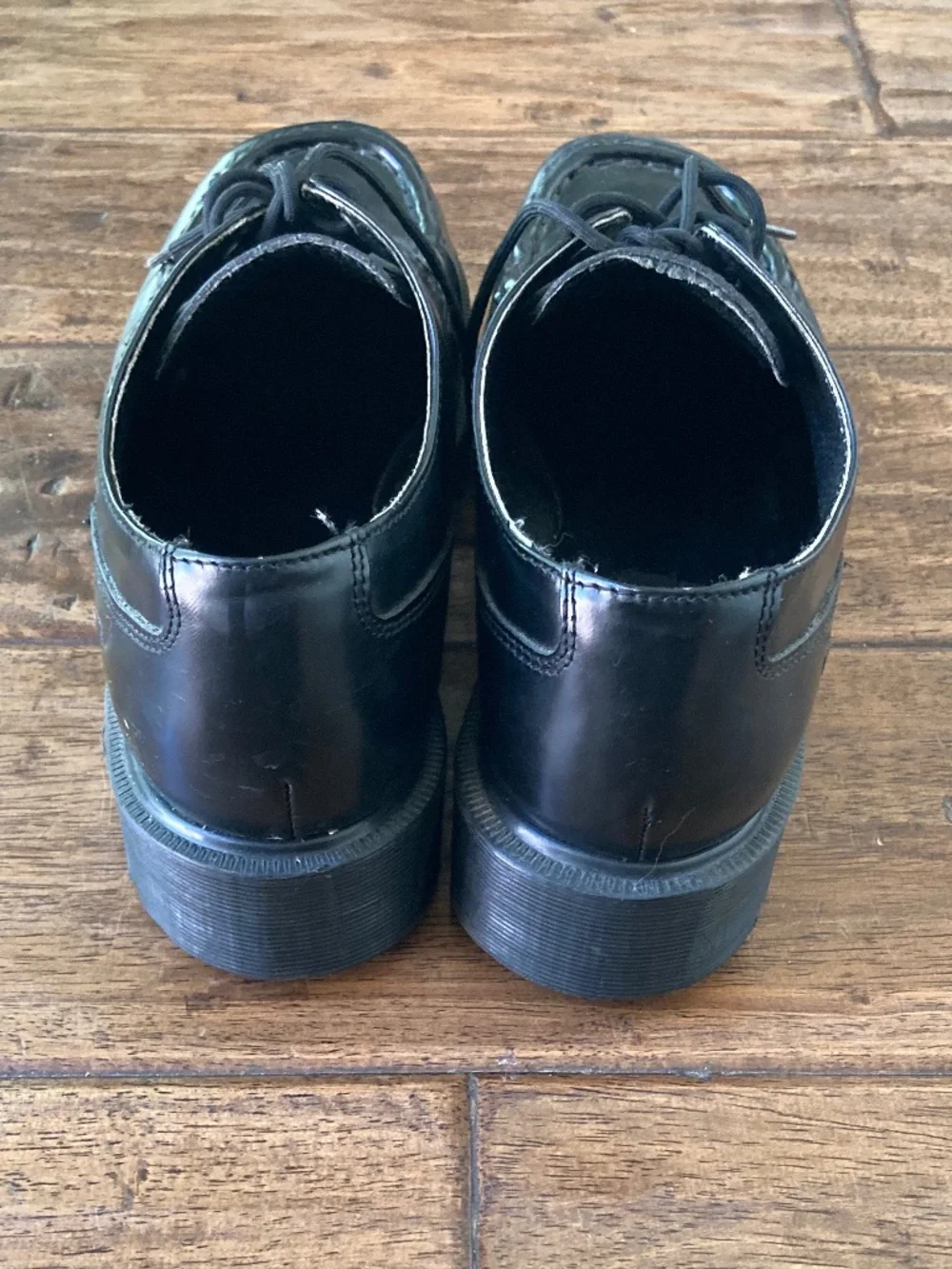 Vtg 90s Dr. Martens Black Leather Oxford Lace Up Loafers 8747 Lug Sole Sz 8